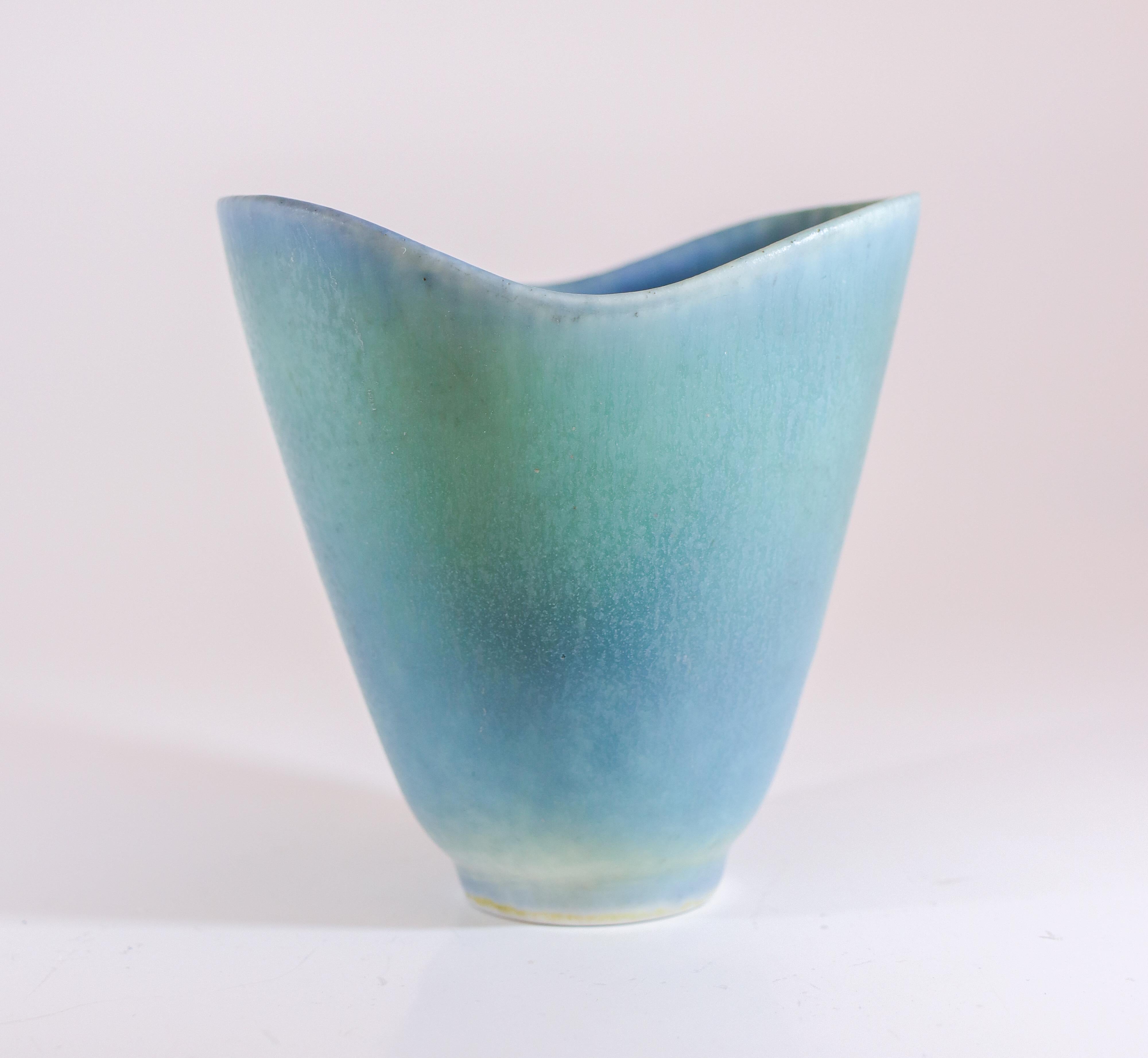 Smaltato Vaso in ceramica turchese - Carl-Harry Stålhane - Rörstrand Midcentury Modern in vendita