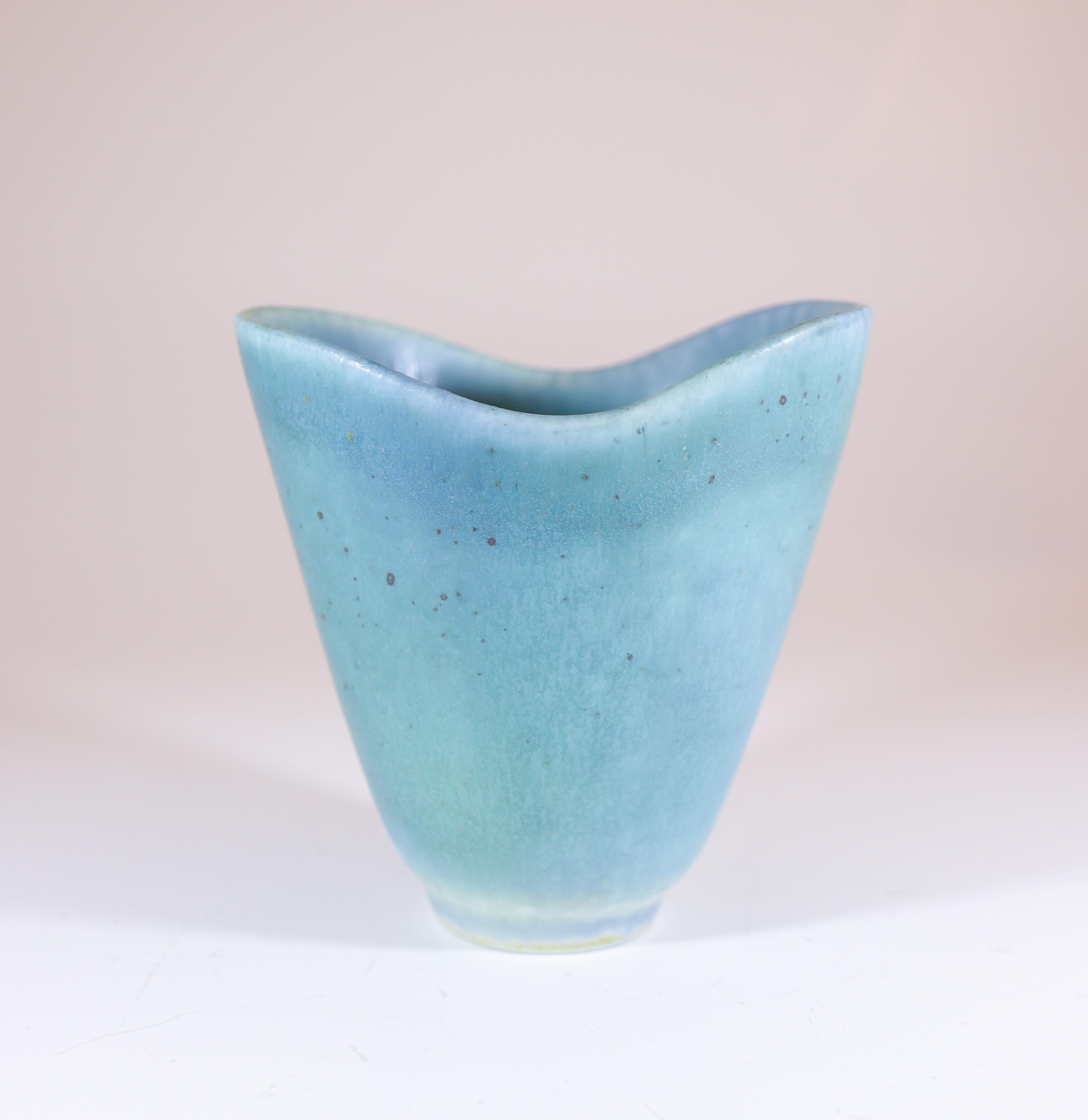 XX secolo Vaso in ceramica turchese - Carl-Harry Stålhane - Rörstrand Midcentury Modern in vendita