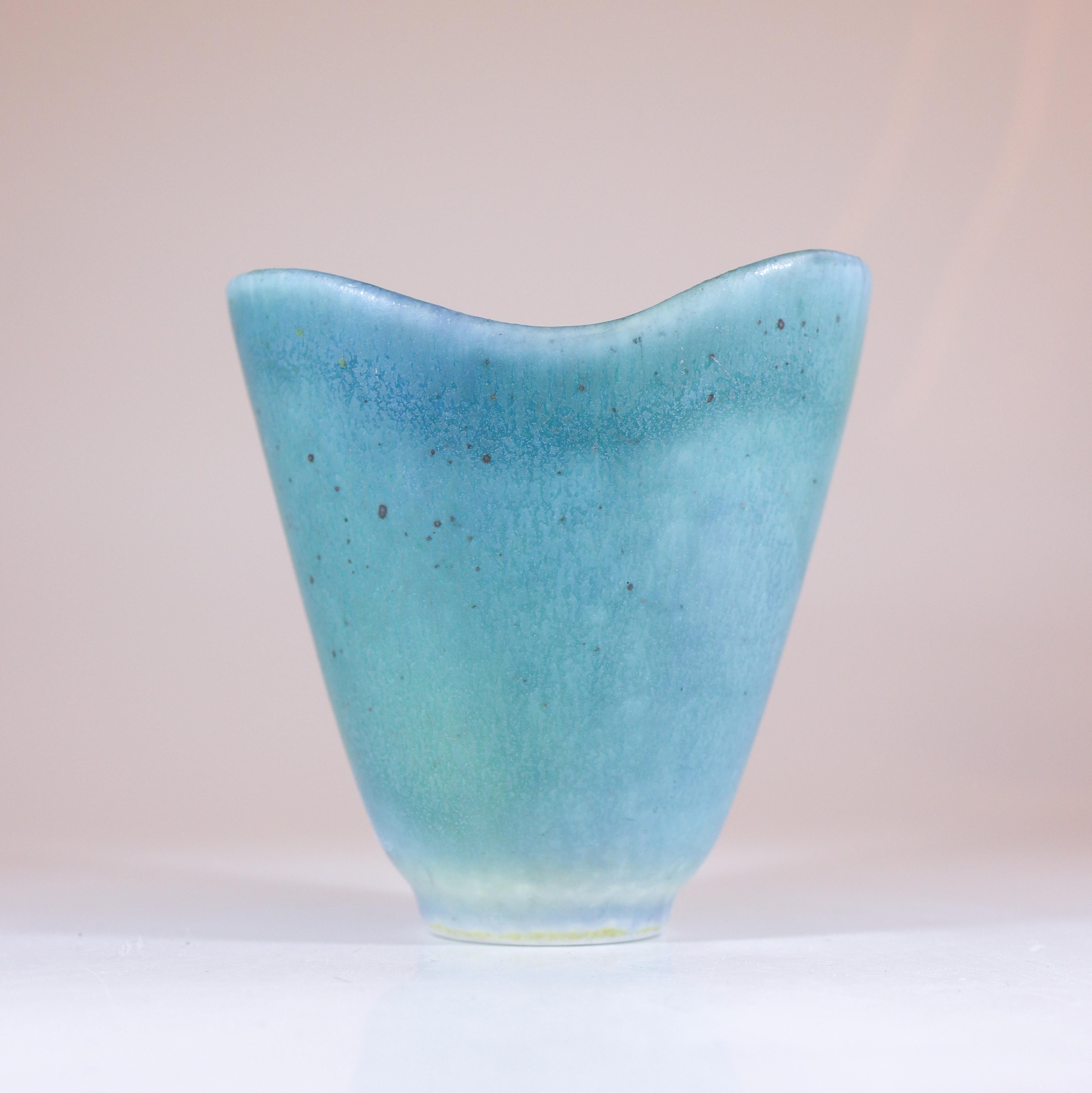 Vaso in ceramica turchese - Carl-Harry Stålhane - Rörstrand Midcentury Modern in vendita 1