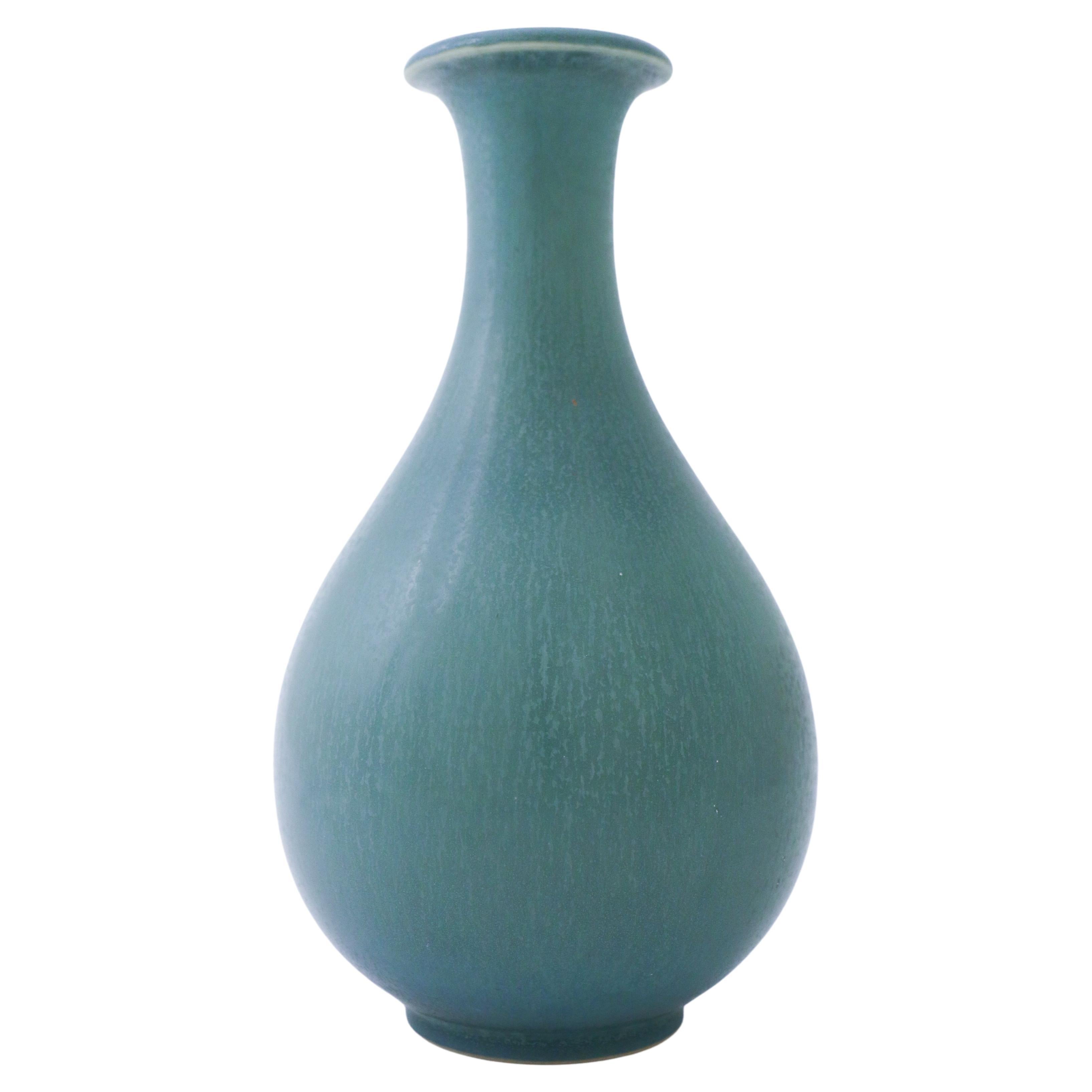 Vase en céramique turquoise Gunnar Nylund, Rörstrand, Scandinavian Midcentury Vintage en vente