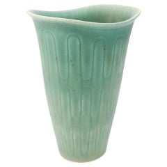 Jarrón de cerámica turquesa Gunnar Nylund, Rörstrand, Vintage escandinavo de mediados de siglo