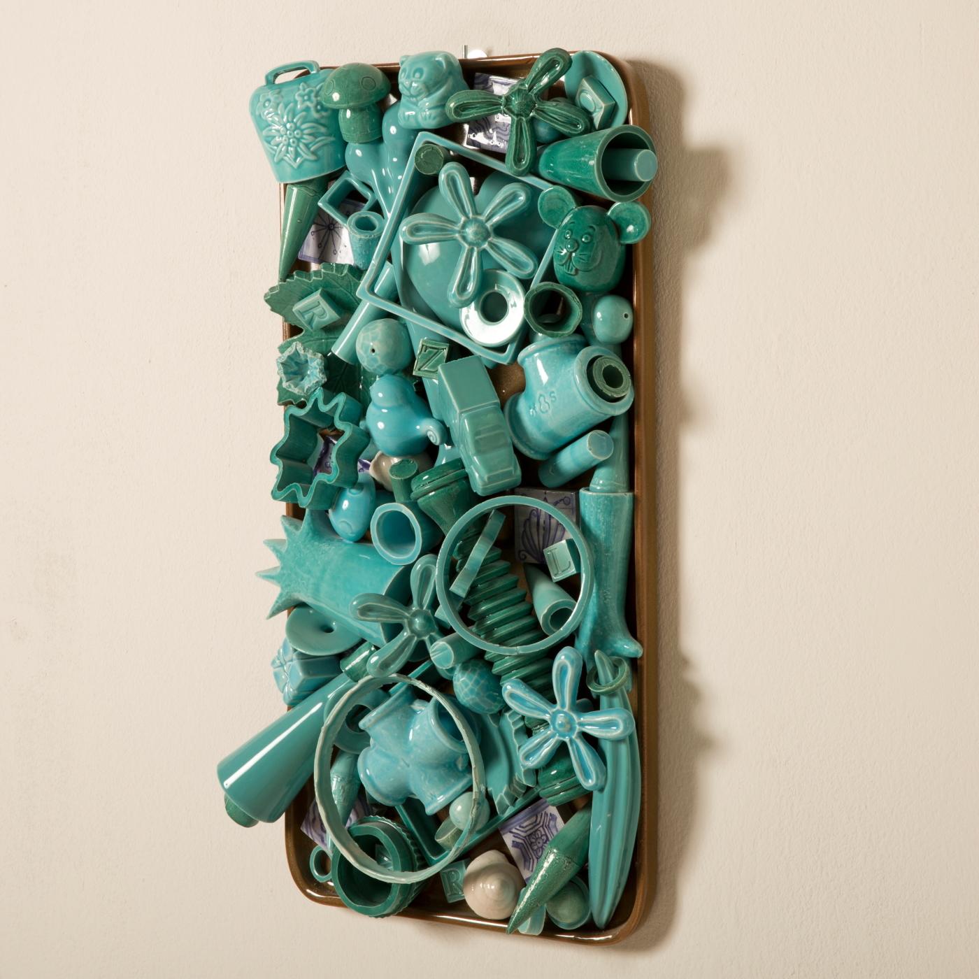 Modern Turquoise Charms Wall Sculpture by Roberto Cambi