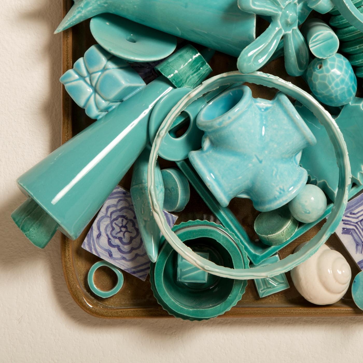 Italian Turquoise Charms Wall Sculpture by Roberto Cambi