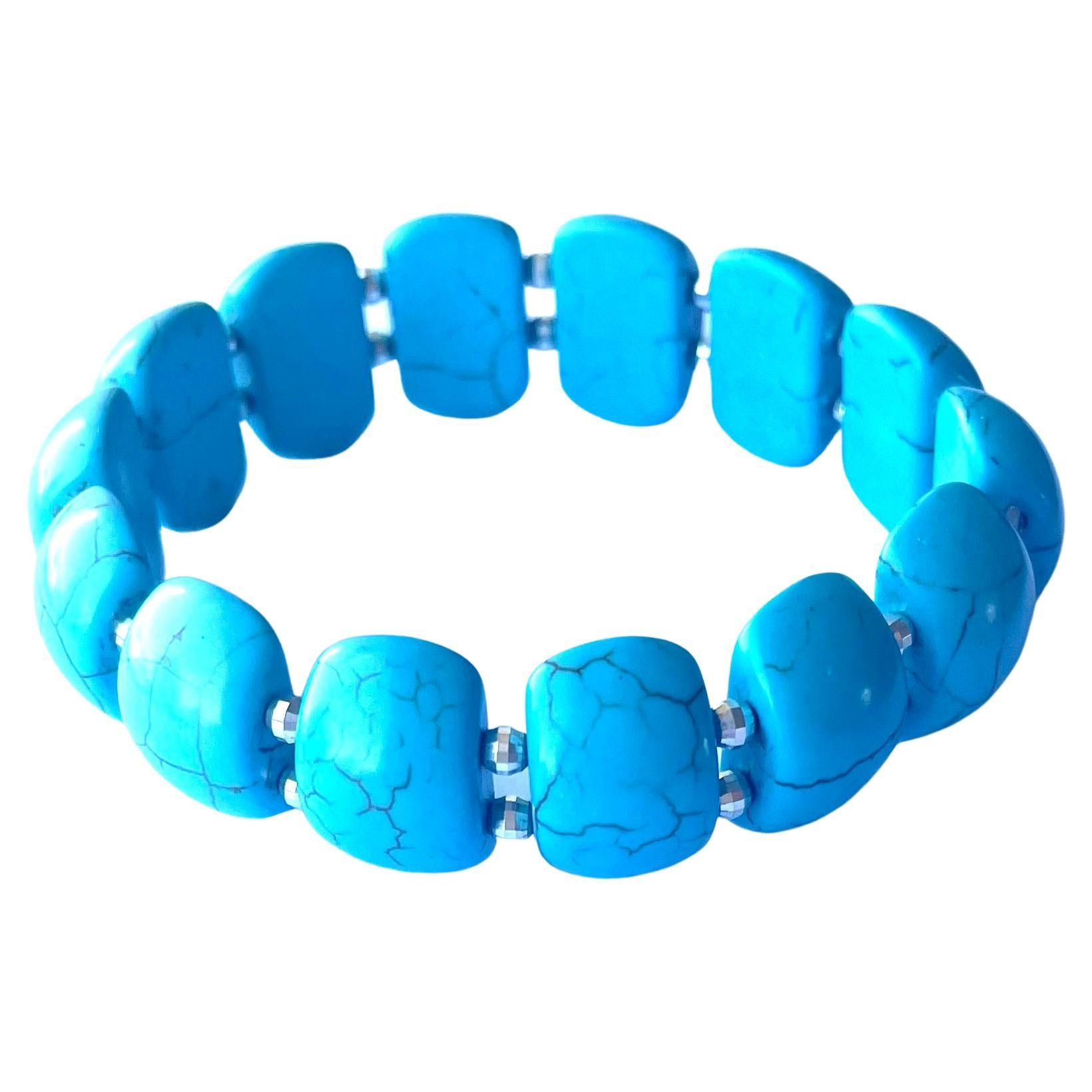 Quadrato Bracciale Chiclet turchese in vendita