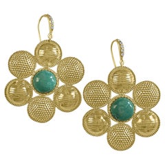 Boucles d'oreilles fantaisie en grappe de turquoise en forme de cercle