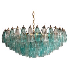 Turquoise 
Clear POLYEDRI Murano Glass Chandelier