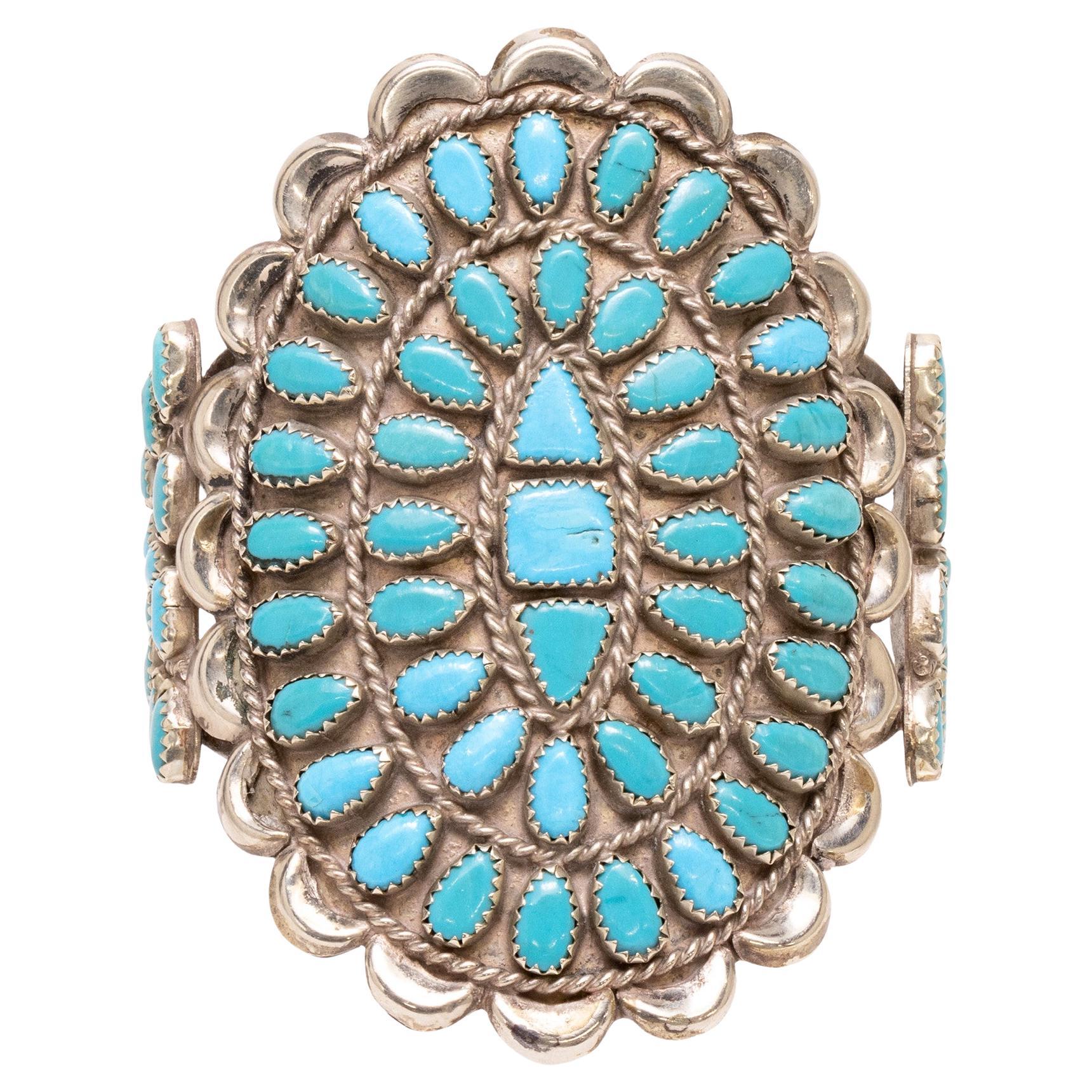 Pulsera puño racimo turquesa en venta