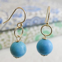 Türkis Farbe Howlite Gold gefüllt Tropfen baumeln Ohrringe