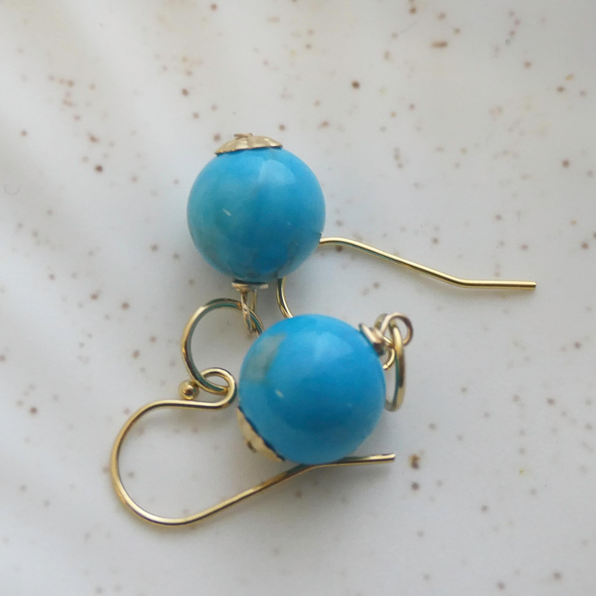 Türkis Farbe Howlite Gold gefüllt Tropfen baumeln Ohrringe Damen im Angebot