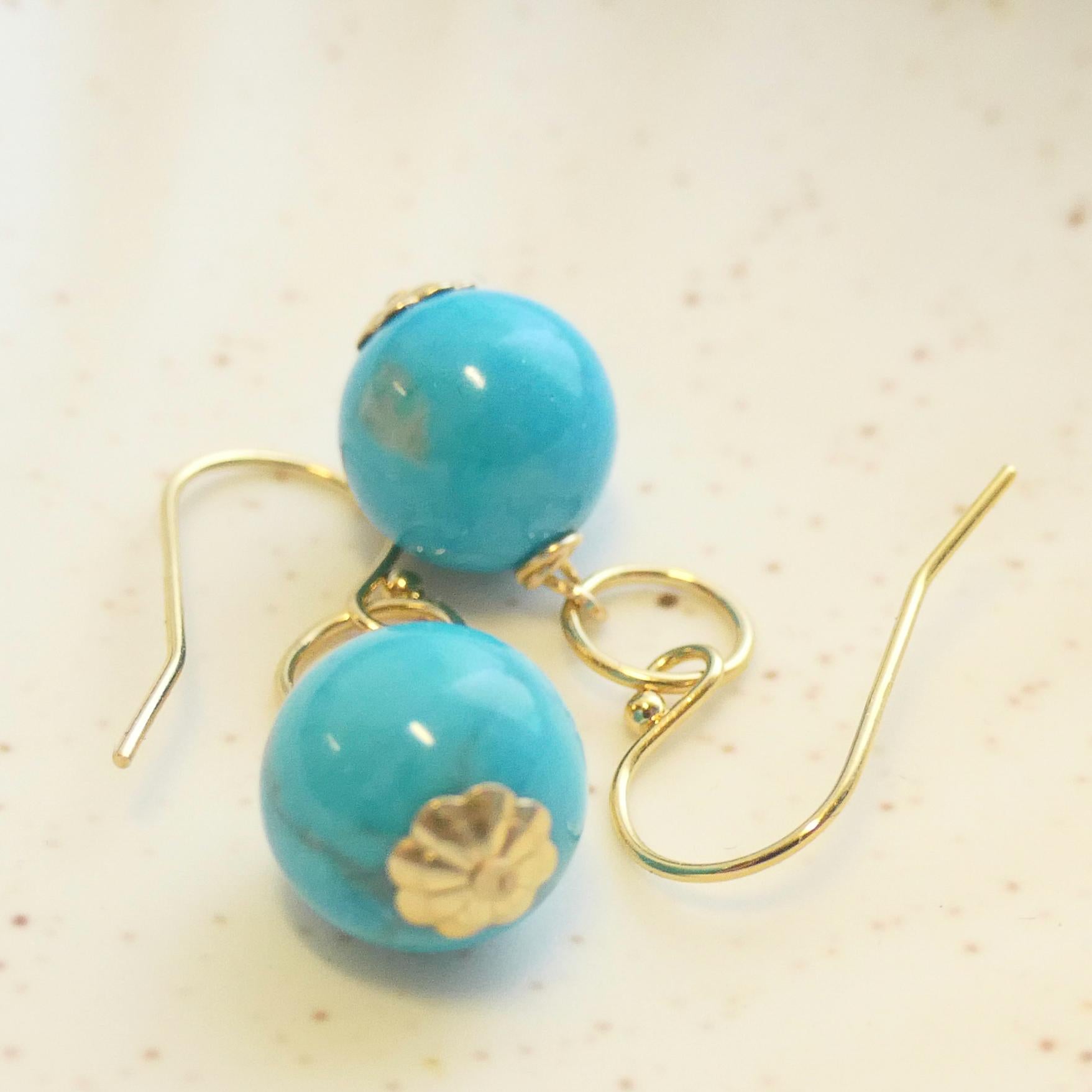 Türkis Farbe Howlite Gold gefüllt Tropfen baumeln Ohrringe im Angebot 2