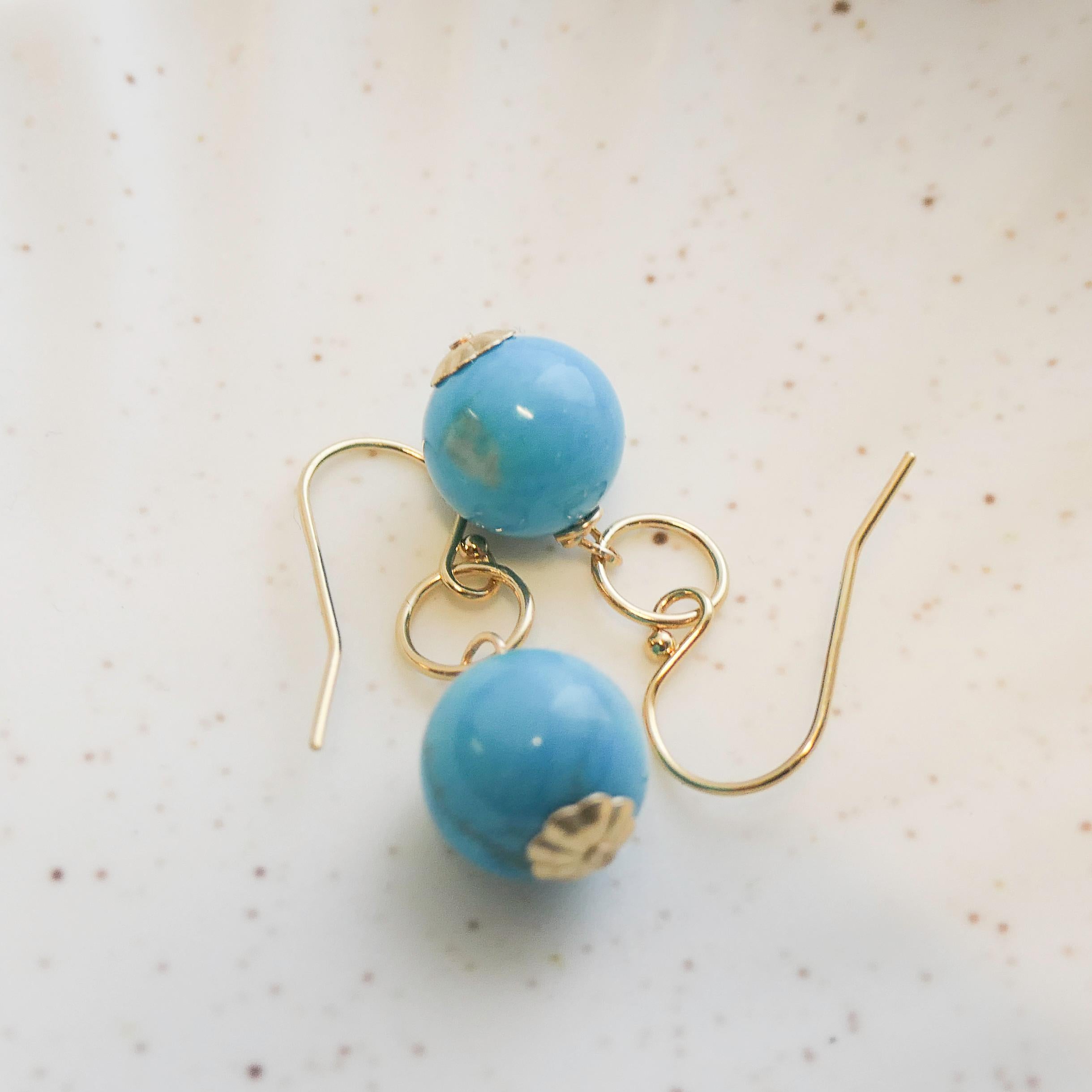 Türkis Farbe Howlite Gold gefüllt Tropfen baumeln Ohrringe im Angebot 3