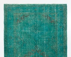 5x13 Ft (can be altered) Vintage Runner Rug in Teal Blue, Modern Corridor Carpet