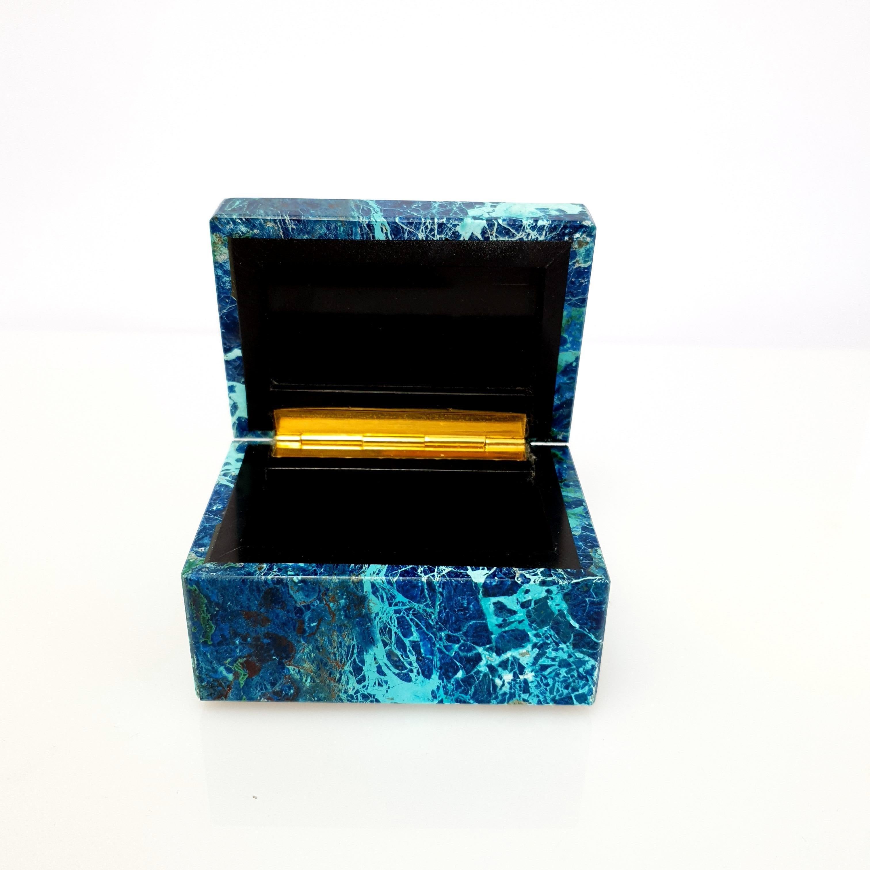 Women's or Men's Turquoise Coloured Shattuckite Decorative Jewelry Gemstone Box