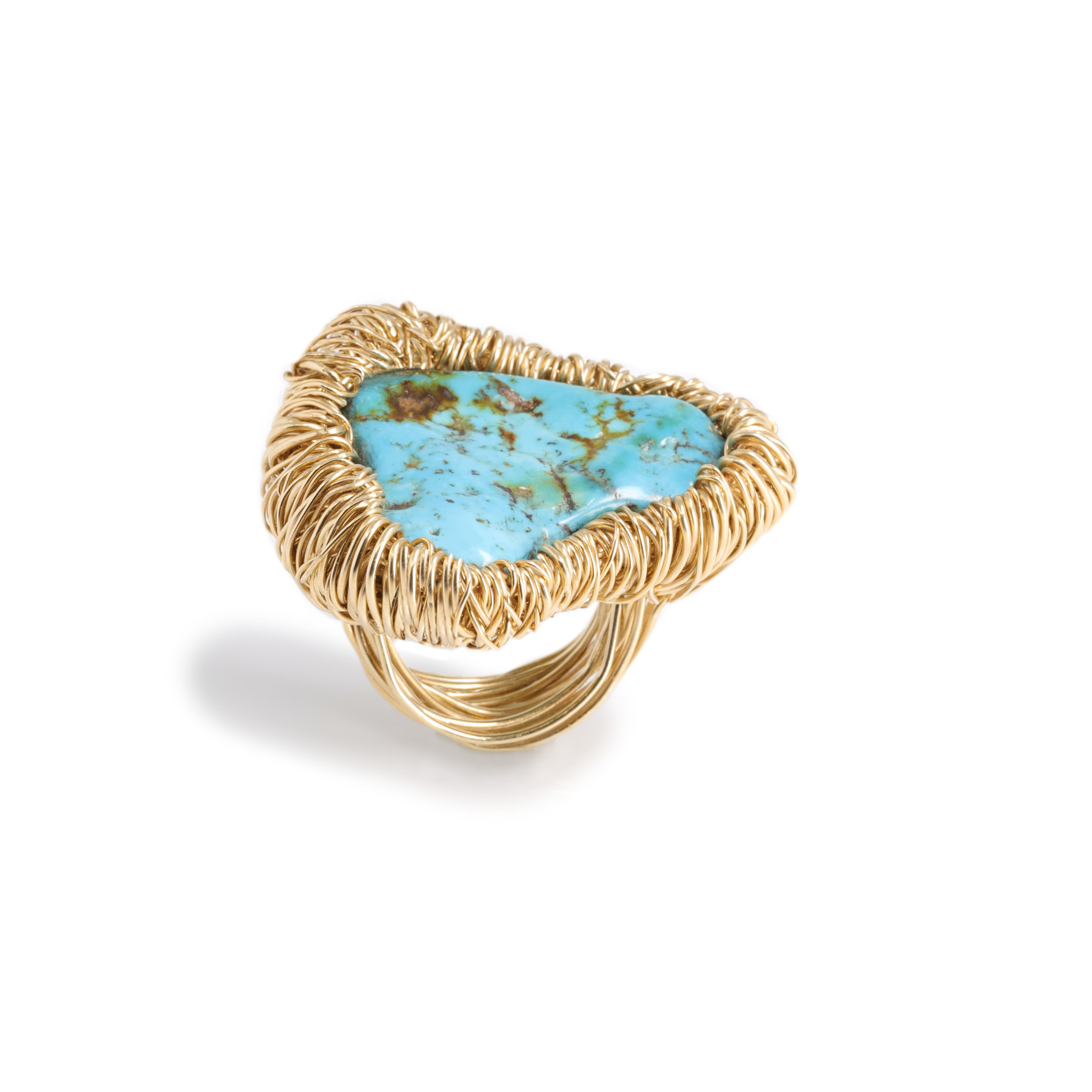 Turquoise colourful Statement Ring in 14 Kt Gold Filled One-Off by the artist 5