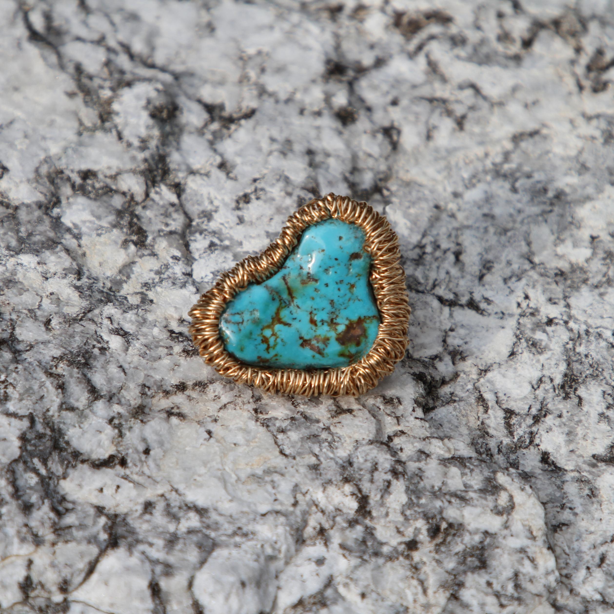 Turquoise colourful Statement Ring in 14 Kt Gold Filled One-Off by the artist 3