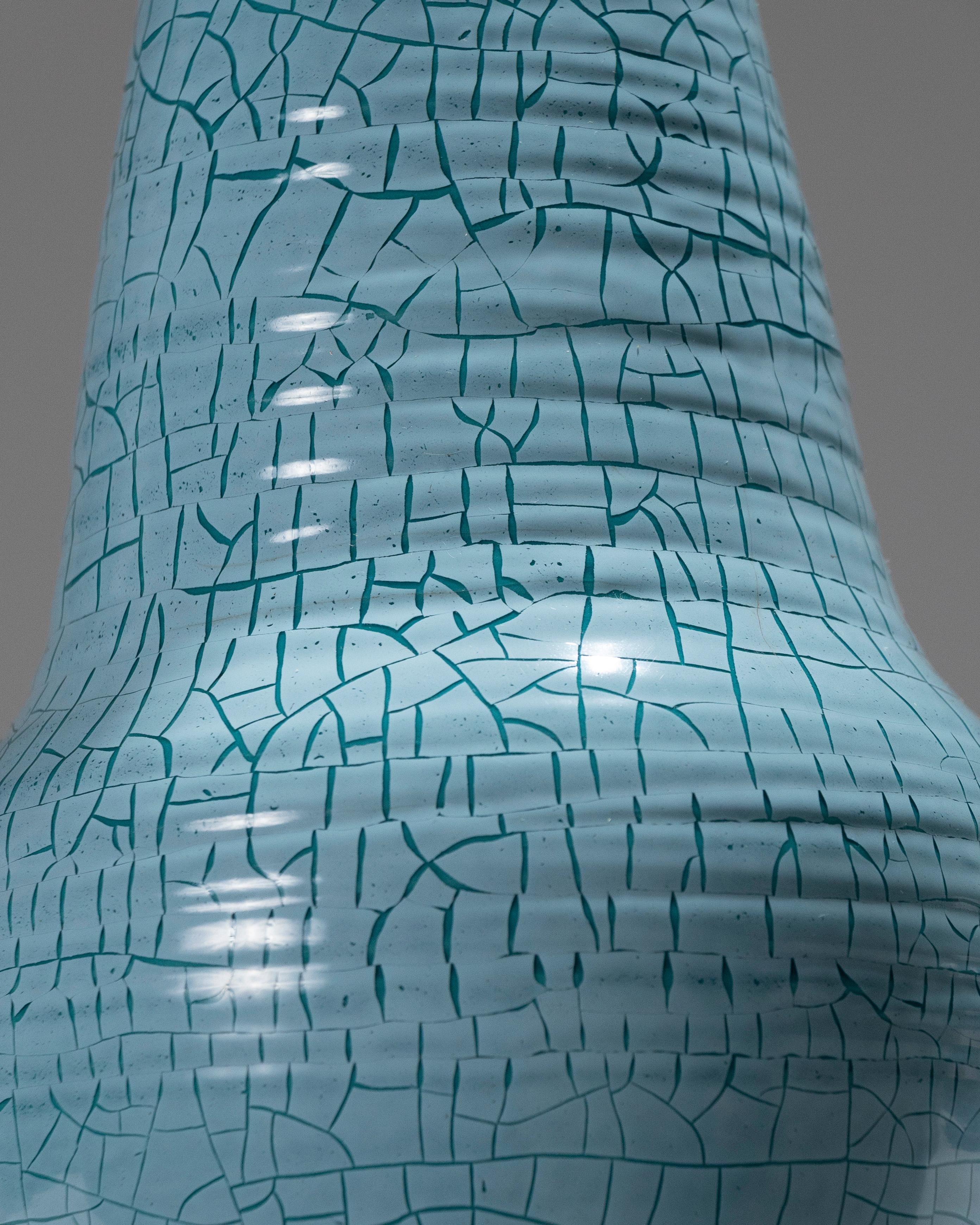 Ceramica Turquoise Conical Ceramic Vase, Accolay, 1950s in vendita