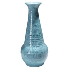 Turquoise Conical Ceramic Vase, Accolay, 1950s