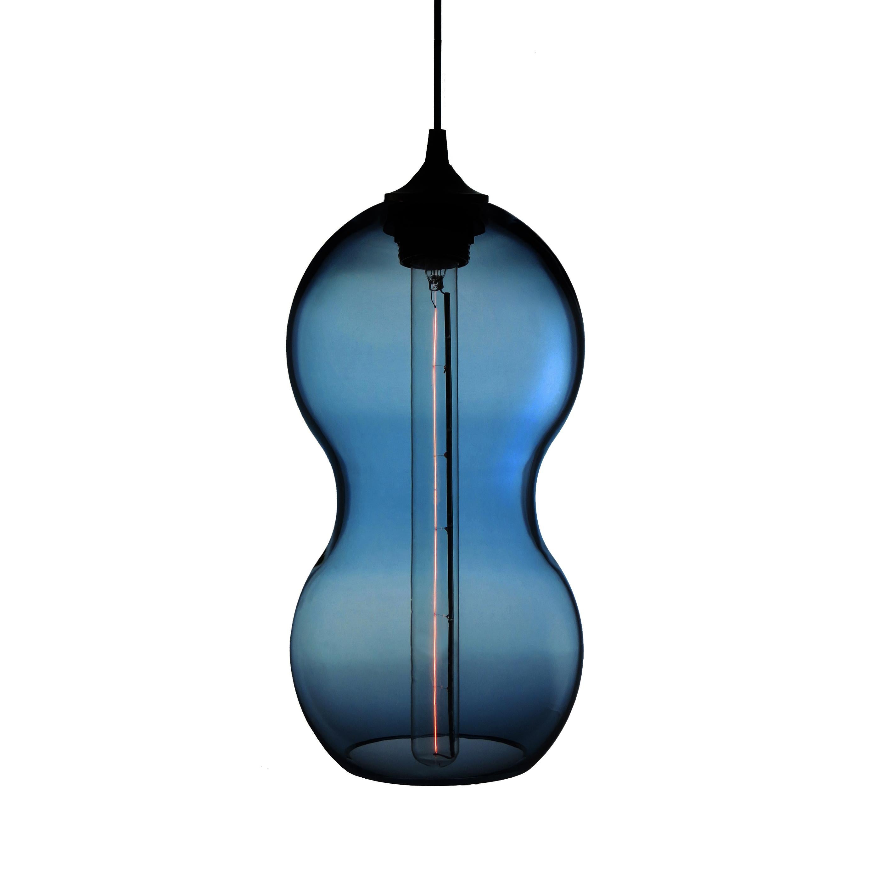 Organic Modern Turquoise Contemporary Organic Architectural Hand Blown Pendant Lamp For Sale