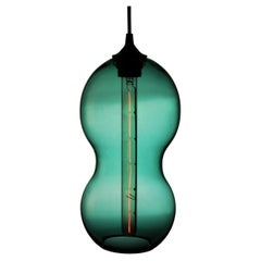 Turquoise Contemporary Organic Architectural Hand Blown Pendant Lamp