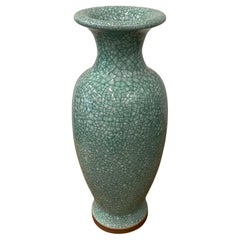Turquoise Contrast Crackle Glazed Tall Tulip Shape Vase, China, Contemporary