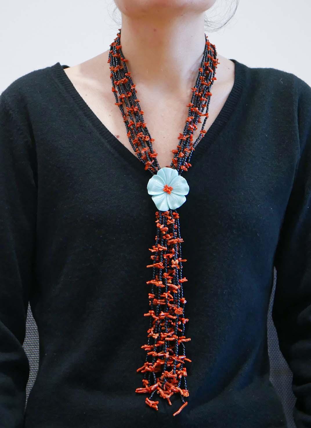 Turchese, corallo, onice, collana a più fili. In condizioni buone in vendita a Marcianise, Marcianise (CE)