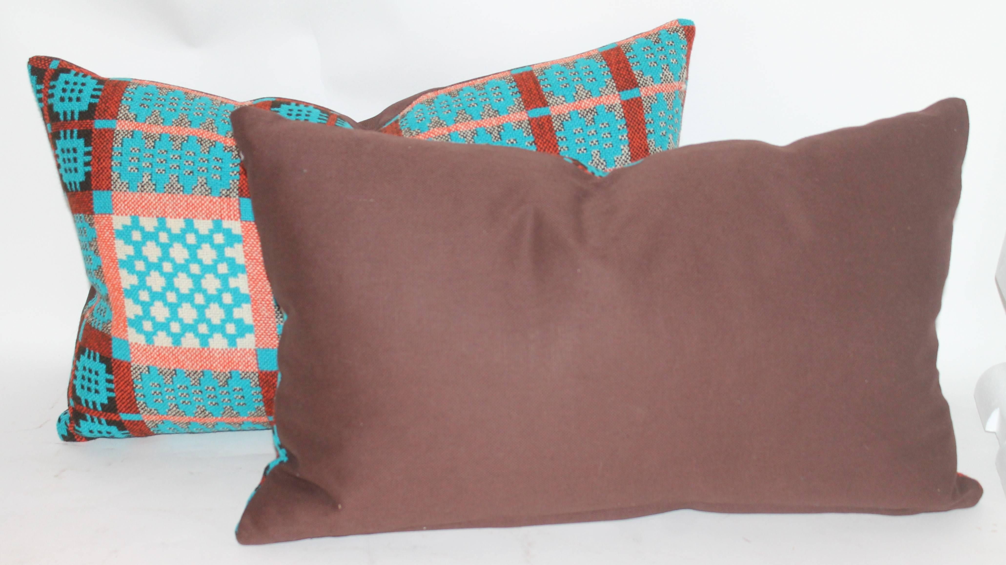 Turquoise Coverlet Pillows, Pair In Excellent Condition In Los Angeles, CA