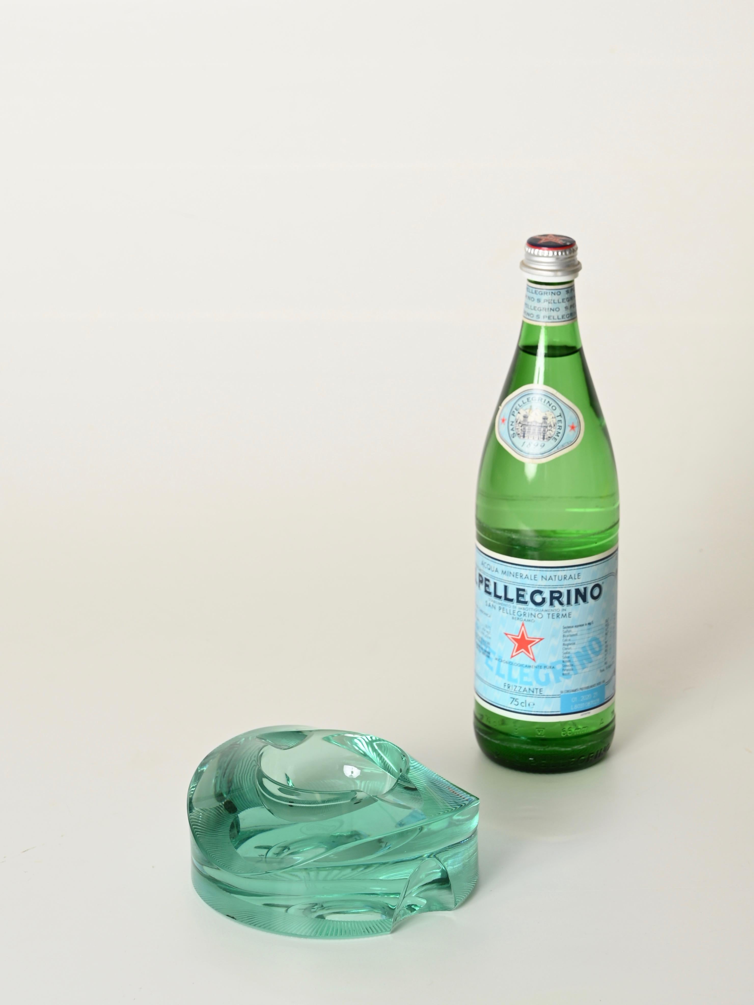 Cendrier en cristal turquoise signé par Moser, Italie, années 1970 en vente 2