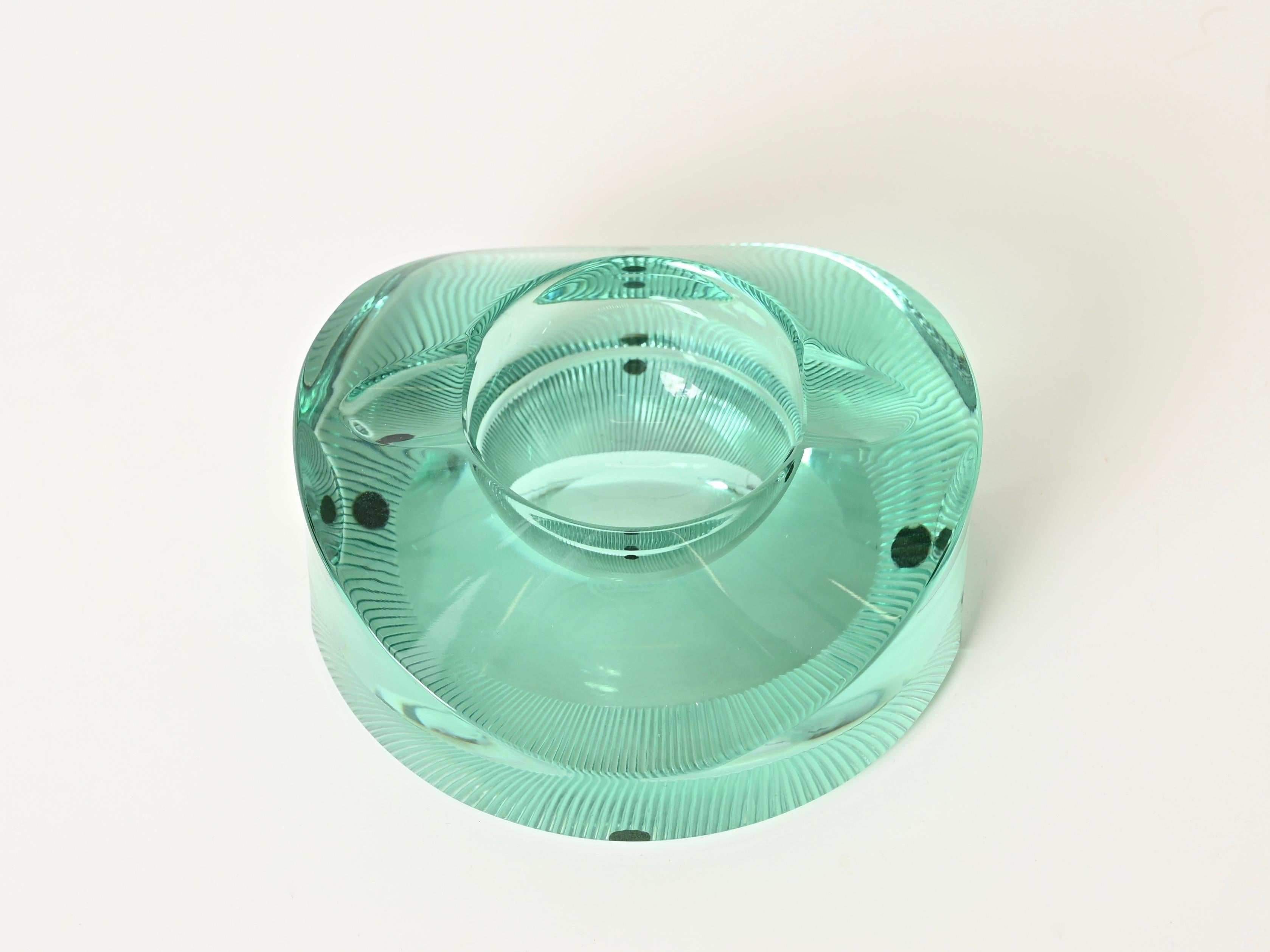 Cendrier en cristal turquoise signé par Moser, Italie, années 1970 Bon état - En vente à Roma, IT