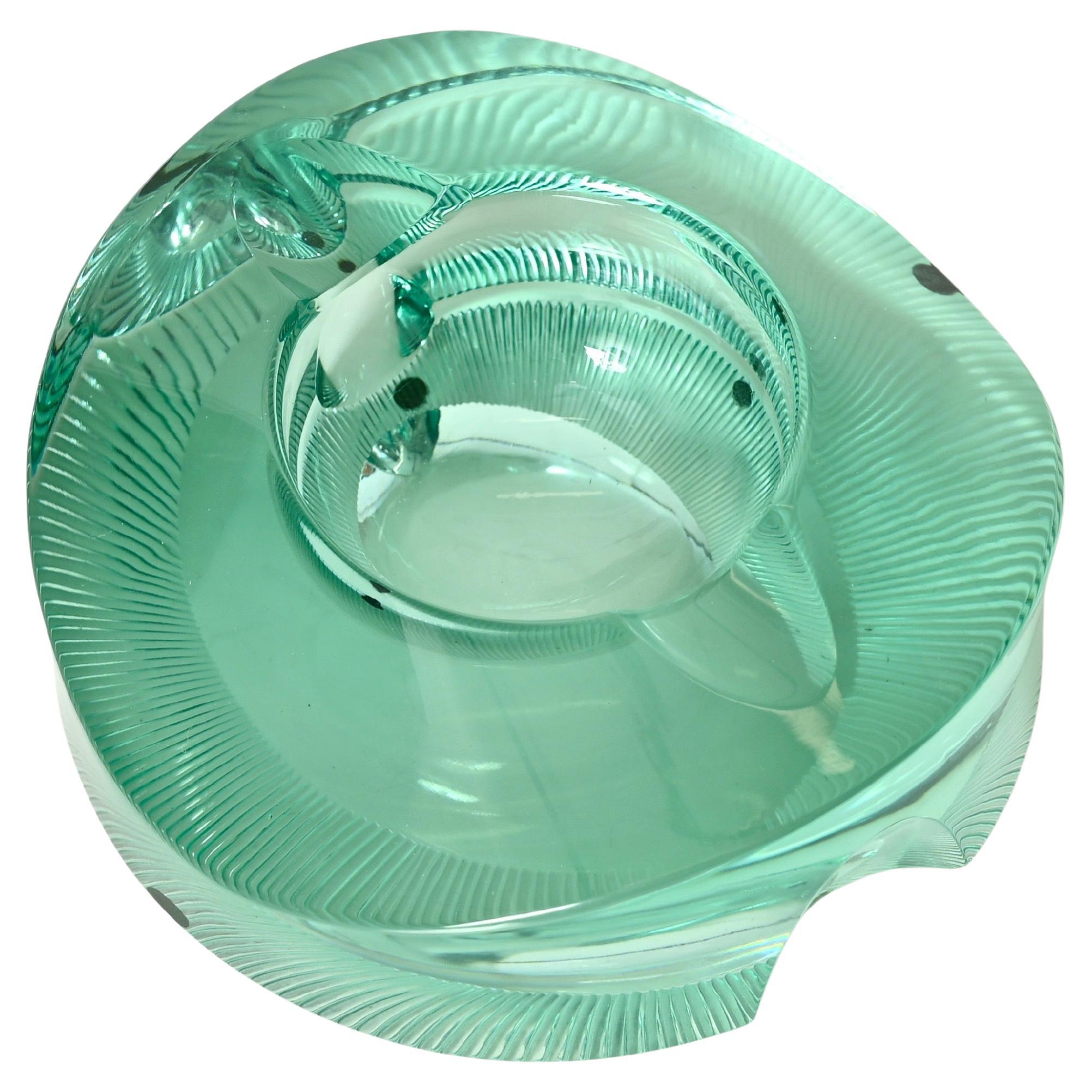 Cendrier en cristal turquoise signé par Moser, Italie, années 1970 en vente