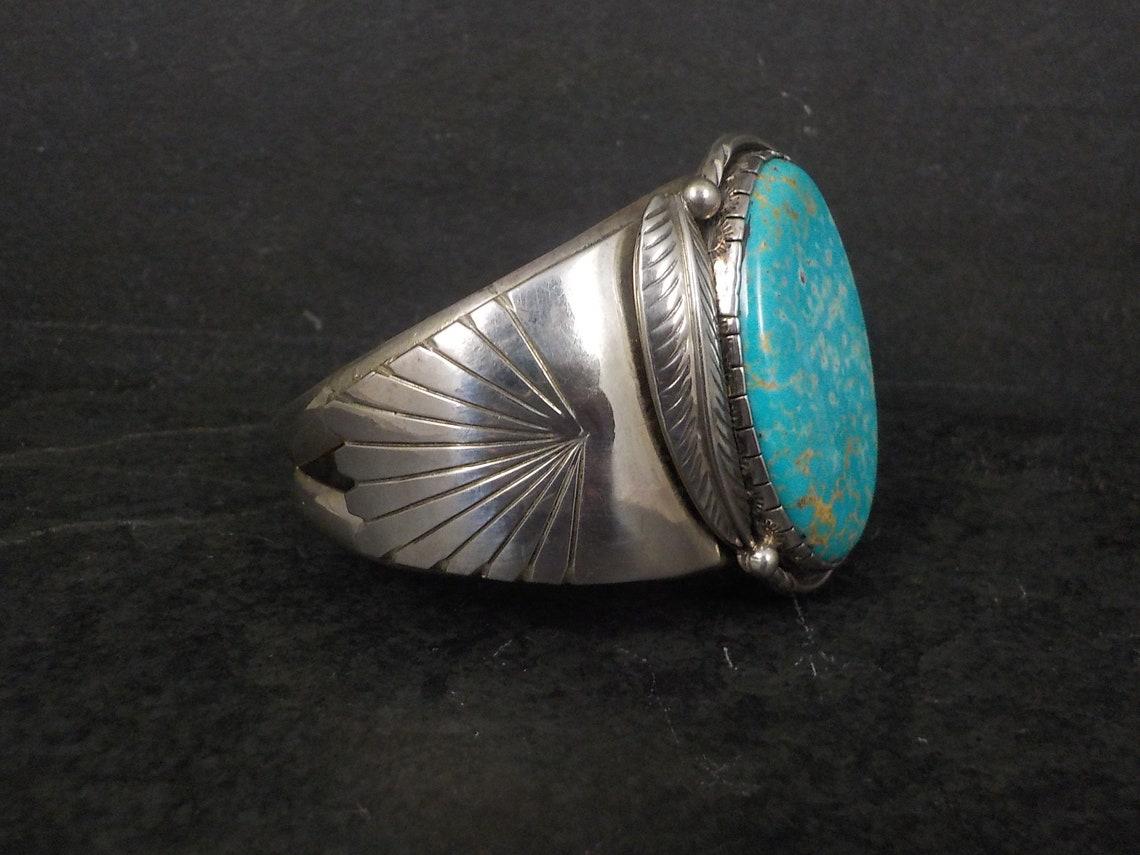 Cabochon Turquoise Cuff Bracelet Navajo Fred Guerro For Sale