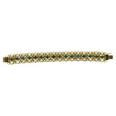 Turquoise Cultured-Pearl Gold Bracelet