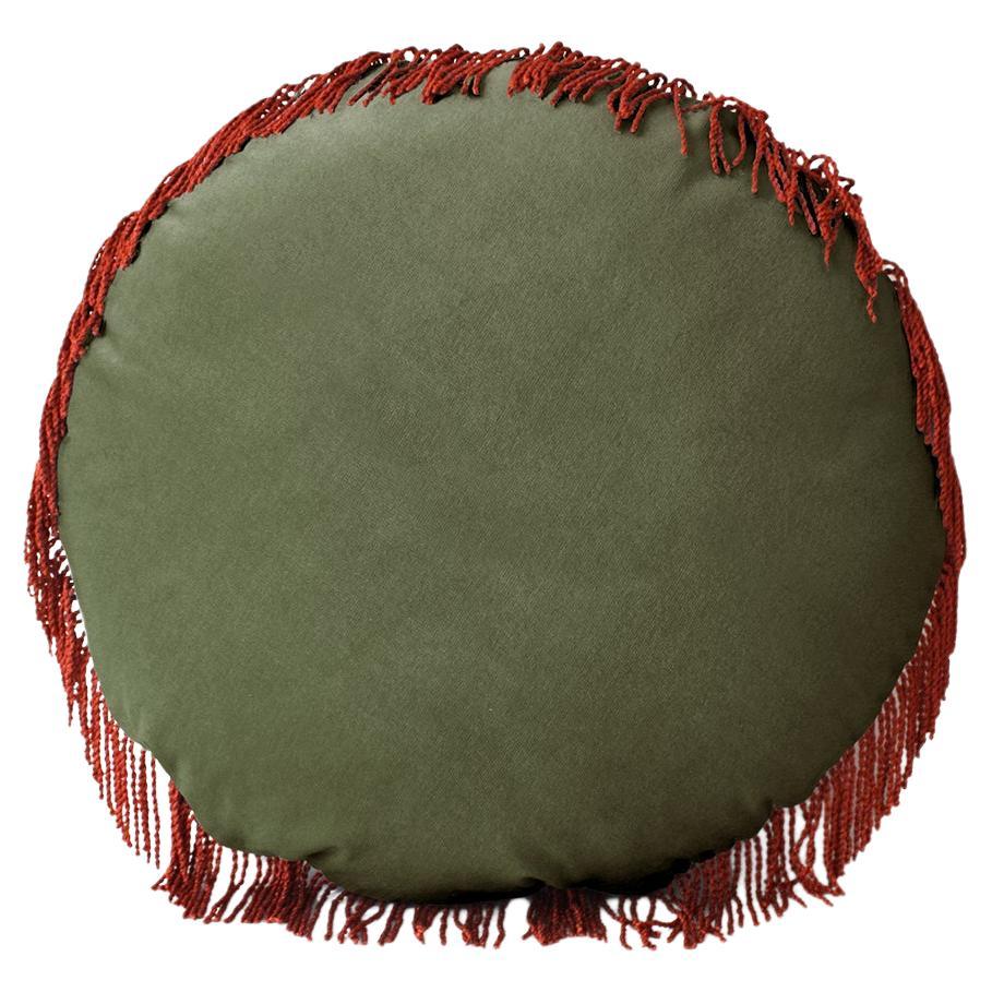 Turquoise Dark Green Velvet Deluxe Handmade Round Cushion