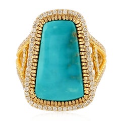 Turquoise Diamond 14 Karat Gold Ring