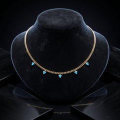 0,50 ct Türkis-Diamant-Gliederkette aus 14-karätigem Gelbgold