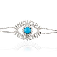 Turquoise Diamond 18 Karat Gold Evil Eye Bracelet