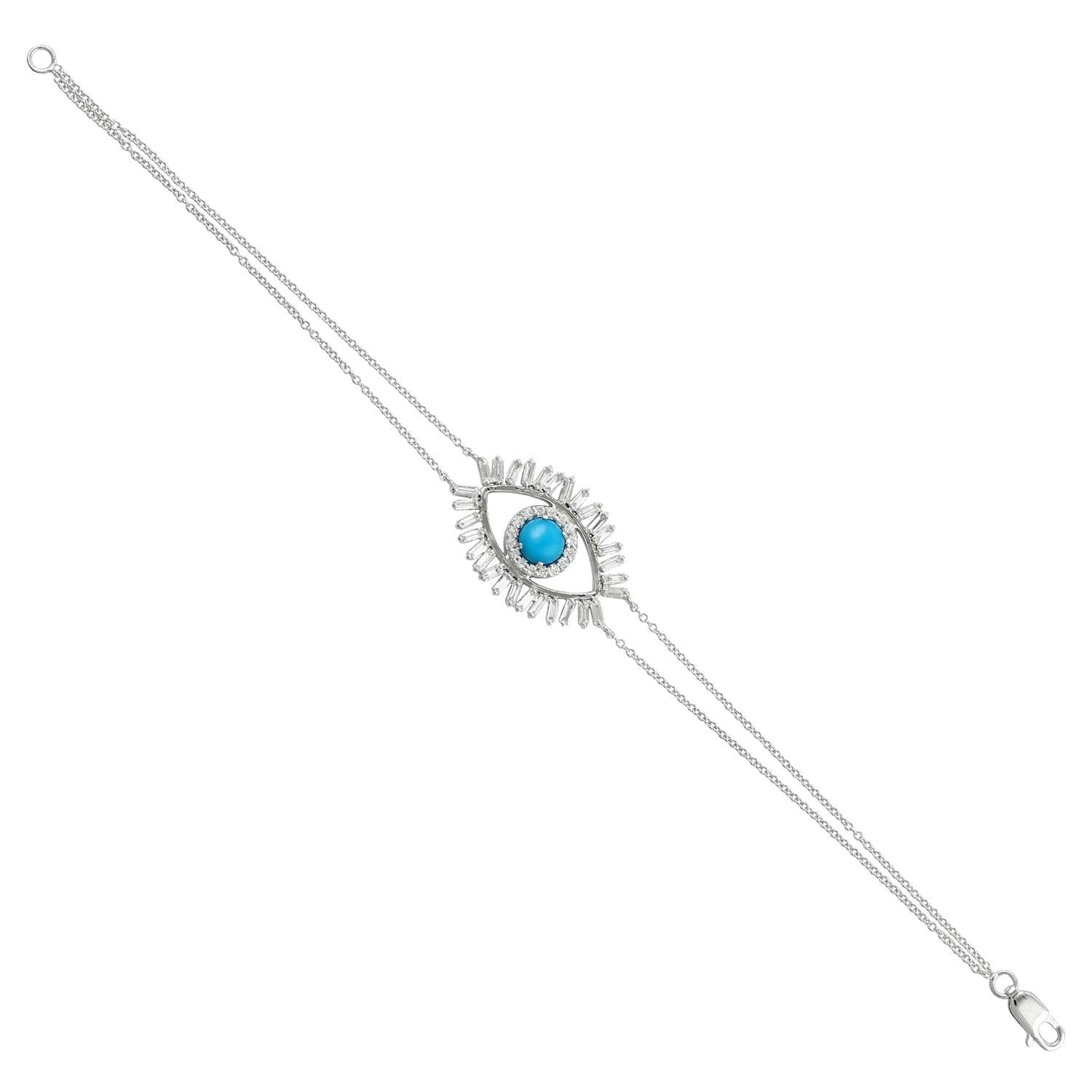 Bracelet Evil Eye en or 18 carats avec turquoise et diamants