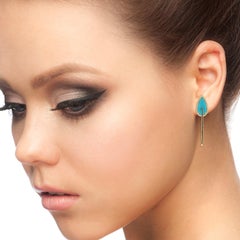 Turquoise Diamond 18 Karat Gold Hoop Earrings