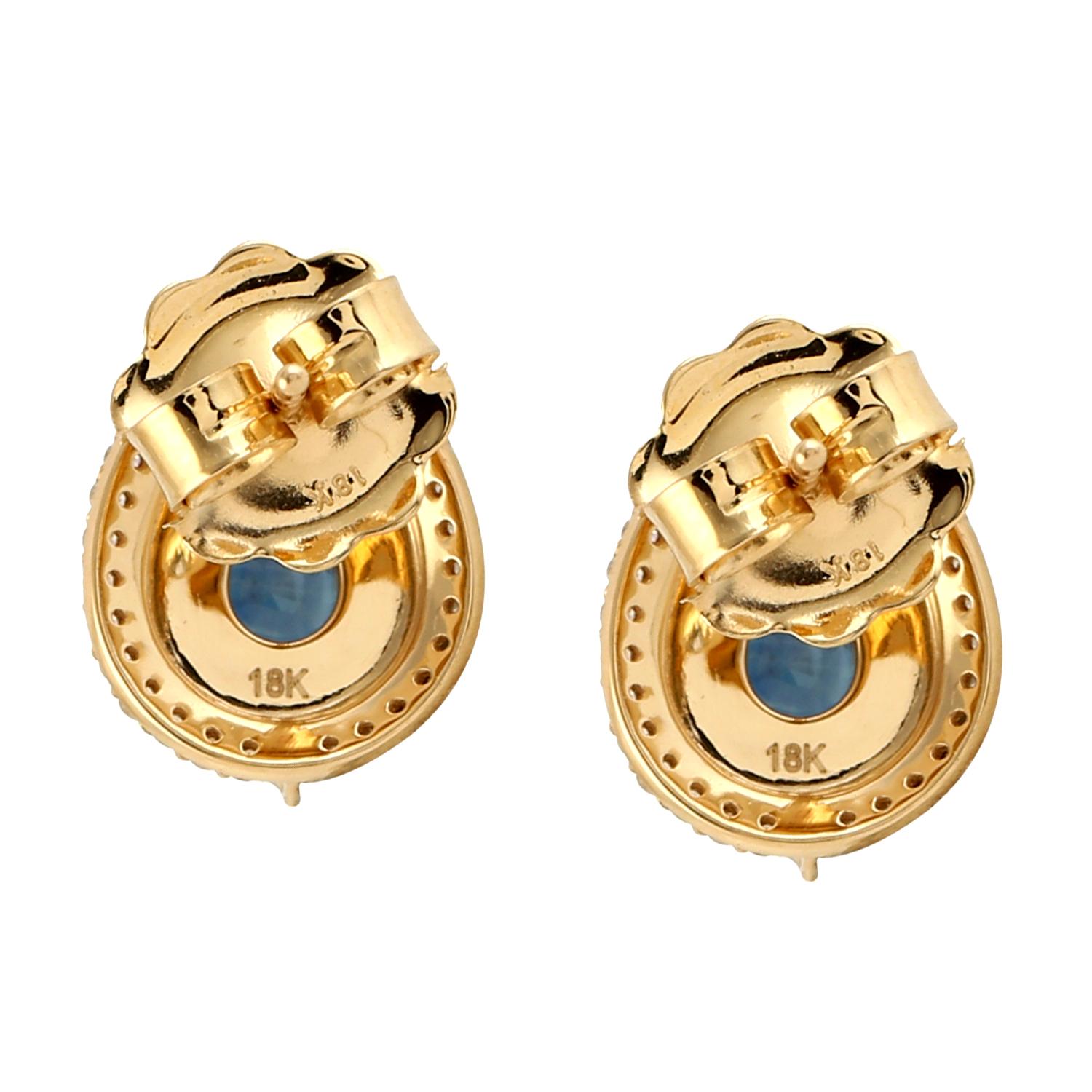 Meghna Jewels Türkis-Diamant-Ohrstecker aus 14 Karat Gold (Moderne) im Angebot