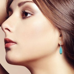 Turquoise Diamond 14 Karat White Gold Earrings