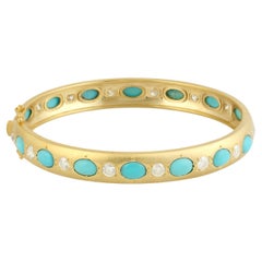 Türkis & Diamant Armreif aus 10k Gelbgold