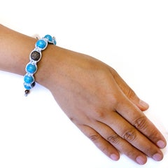 Turquoise & Diamond Beaded Macrame Bracelet