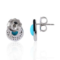 Turquoise Diamond Black Onyx Stud Earrings