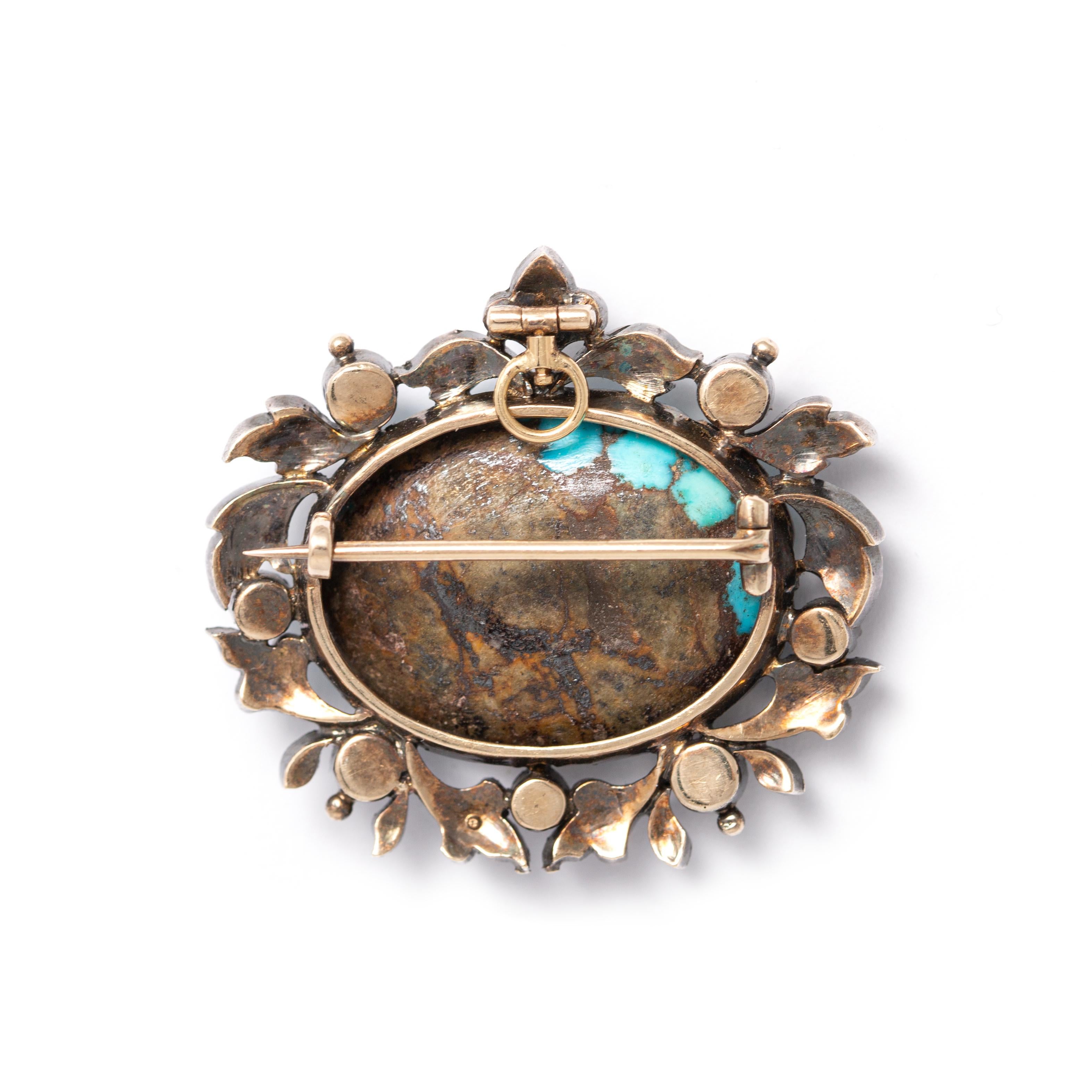 Turquoise Diamond Brooch 1