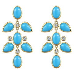 Nina Zhou Turquoise Diamond Drop Earrings