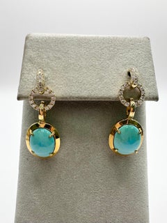 Turquoise Diamond earrings 18KT yellow gold