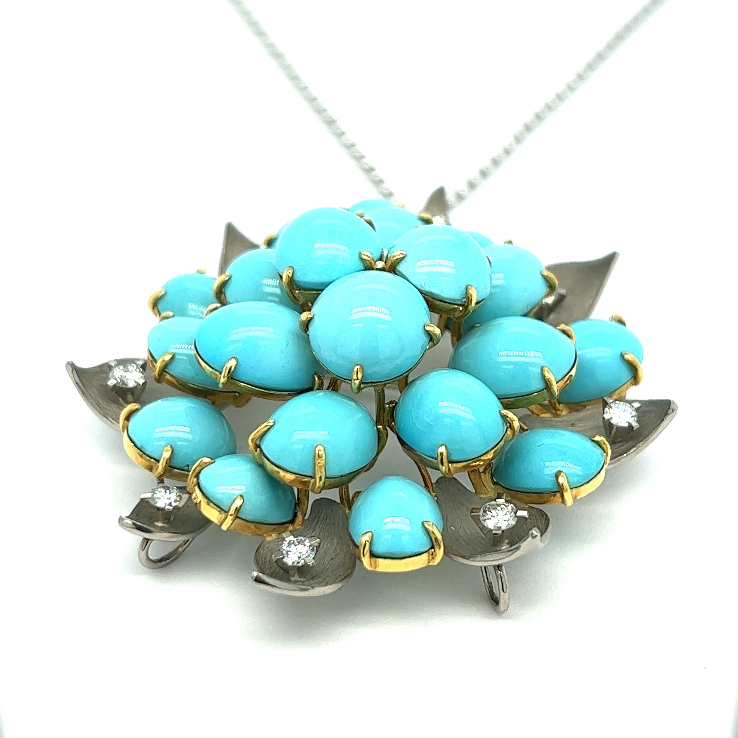 turquoise flower pendant