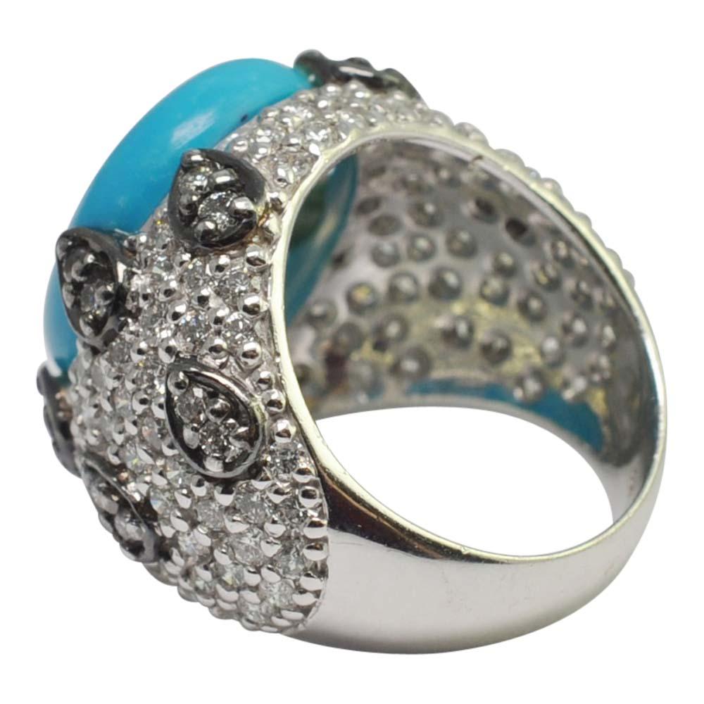 Contemporary Turquoise Diamond Gold Cocktail Ring