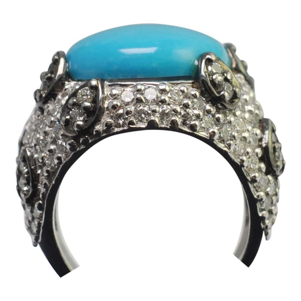 Women's Turquoise Diamond Gold Cocktail Ring