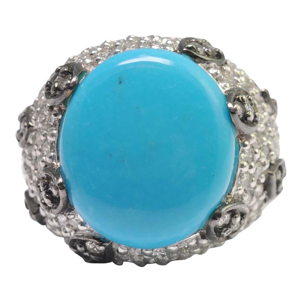 Turquoise Diamond Gold Cocktail Ring 2