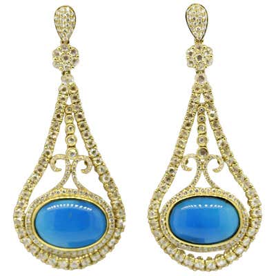 Elegant Turquoise Italian Gold Drop Earrings For Sale at 1stDibs ...